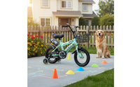 Kids' Bike with Training Wheels High-Carbon Steel Frame Beginner Beginner Bike Children's Bike with Back Seat for Beginners, Young Children, Outdoor
