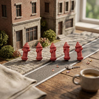 5 Pieces Street Fireplug Ornament Red Miniature Decoration Small Base