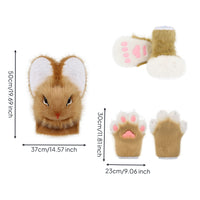 Hare Fursuit Furry Surface Bunny Costume with Paws Soft Bunny Costume Set for Cosplayers, Entertainers, Conventions, Photoshoots