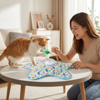 Flat Electric Cat Teaser Toy Motorized Starfish Cat Toy Rechargeable Interactive for Cats, Kittens, Solo Entertainment, Boredom Relief
