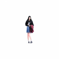1/64 Scale Girl Figurine 3D Printed Plaid Skirt Girl Miniature Resin Material
