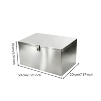 Stainless Metal Box with Lid Heavy-Duty Metal Storage Bin with Handles Lockable