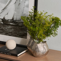 Imported Aluminum Silver Abstract Flower Bud Vase Decor for Home and Hotel