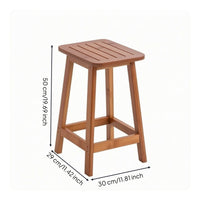 Slatted Bar Stool Compact Wooden Bar Stool with Footrest Low-Profile Stools for Kitchen
