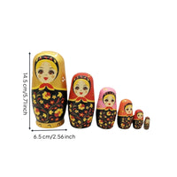 Hand-Painted Nesting Doll with Six Layers Wooden Russian Nesting Doll Stackable Compact for Collectors, Kids, Gift Box