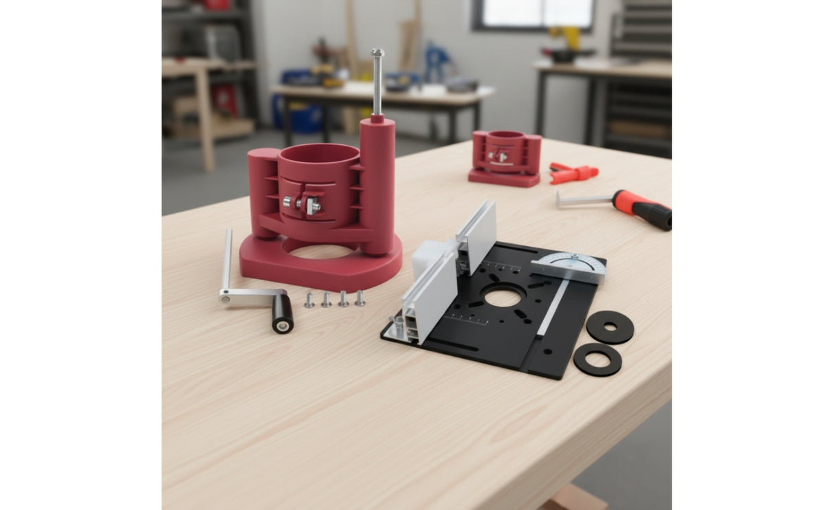 4 Pieces Router Lift with Insert Plate Precision Router Table Insert Plate Kit Adjustable Trimmer Machine Elevating Base for Woodworkers