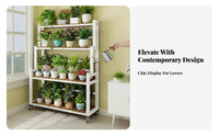 Tiered Design Multi-Level Plant Display Space Saving Multi-Level Rolling Flower Shelf Sturdy Construction Garden Supply Stable Frame for Gardeners, Homeowners, Apartment Dwellers, Balcony, Outdoor, Living Room, Indoor