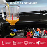 18-Piece Car Funnel Set for Engine Oil Gasoline Diesel Antifreeze Filling