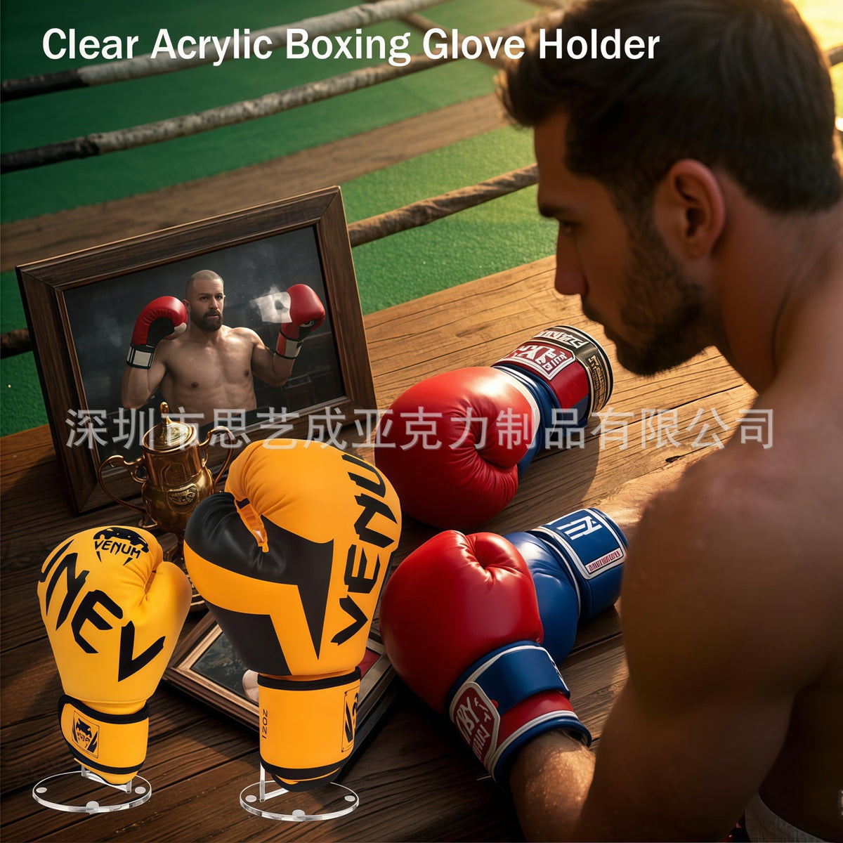Vertical Boxing Glove Display Rack for Collectibles