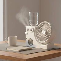 Portable Design Mini Misting Fan Quiet Operation USB Desk Fan with Humidifier Low Noise Personal Space Cooler 3 Speed Settings for Office, Bedroom, Dorm Room