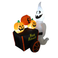 Outdoor Inflatable Ghost with Pumpkin Cart Quick-Inflate Inflatable Ghost with Pumpkin Lighted Halloween Decoration with LEDs Self-Inflating for Lawn, Garden