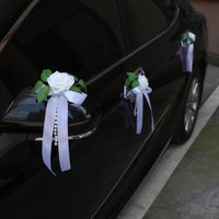 Wedding Car Flower with Ribbon Romantic Car Door Handle Flowers Secure