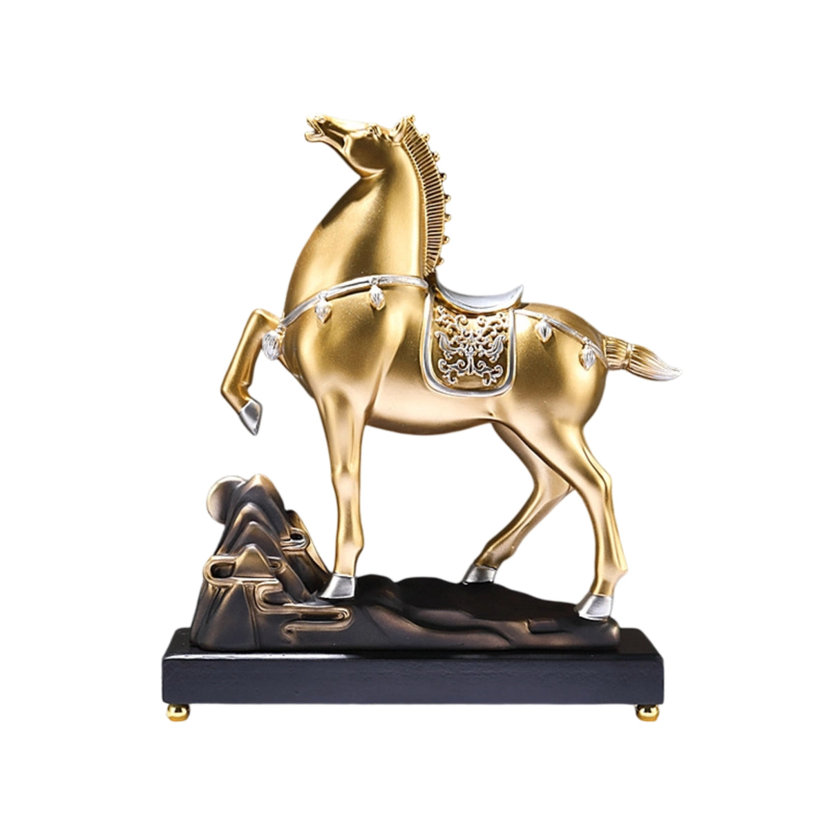 Tabletop Horse Statue Metallic-Finish Decor Ornate for Study, Office
