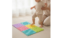 6 Pieces Sensory Foot Silicone Interlocking Sensory Tiles Modular Textured Floor Tiles for Classroom