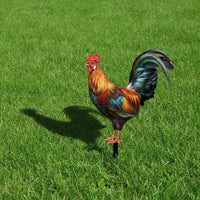 Cock Garden Stake Printed Cock Ornament with Stake Decorative
