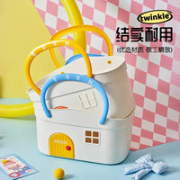 Plastic Bathroom Organizer Basket with Handle, Drainage Holes, Cartoon Style