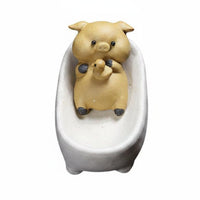 Animal Bathtub Figurine Soothing Style Cute Animal Desk Decoration Handmade Feel Figurine for Office