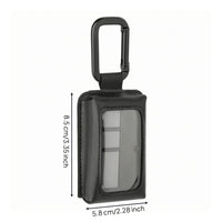 Transparent Window Garage Door Opener Pouch Carabiner Clip Garage Door Opener Holder Hook-and-Loop Closure PU Leather Pouch Stitched Edges