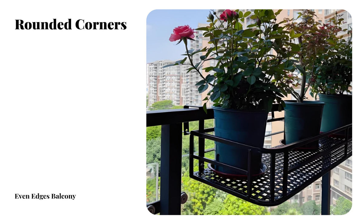 European & aesthetic Hanging plant Pot Rack Wide Design Hanging Planter shelf spaceSaving Railing Shelf Anti-Rust Coating for Gardeners, Apartment Dwellers, Homeowners, Balcony, Patio, Porch, opening