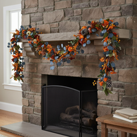 1.8m Artificial Thanksgiving Pumpkin Berry Maple Leaf Garland for Harvest Festival & Christmas Decor