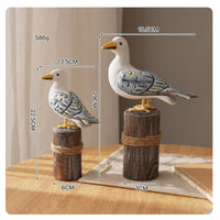2 Pieces Seagull Ornament with Rope Handmade Statue Nautical for Tabletop, Shelf