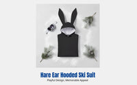 Ski Suit with Hare Ear Hoodie, Windproof Waterproof, Outdoor Snowboard, Unisex