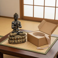 Resin Praying Buddha Ornament Gift Idea Thai Buddha Sculpture Gold Accent Home Decor for Hotel, Office