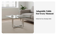 Modernist Design Low Table Rust-Resistant Glass Surface Table Stable Base Cross-Base for Reception Area