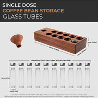 Coffee Bean Storage Tubes with Wooden Display Stand and Funnel, 10-Pack