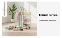 Easy to Move Exercise Mat Storage Rack Mobile Rolling Fitness Equipment Cart Space Saving Design Rolling Fitness Equipment Organizer 360° Rotating Wheels for Corner