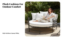 Waterresistant Circular Outdoor Daybed sun-withstandant Round shade cover Daybed Weather-withstandant Garden Sofa adaptable Design for two people, Families, Homeowners, Backyard, Deck, waterside