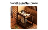 Sofa Side Cart Easy Mobility Wheeled End Table Raised Guardrails for Living Room