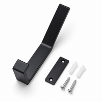 Black Aluminium Wall Hooks, Heavy Duty Screw-Mount Towel Hook for Bathroom, Kitchen & Entryway Robe Hooks, Matte Finish Single Coat Hooks
