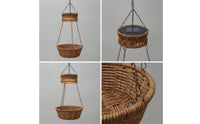 Solar Hanging Lantern Rattan-Style Hanging Solar Lantern Handwoven Basket Light with Metal Chain for Garden, Patio, Balcony