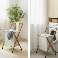 Laundry Hamper with Hanging Rail Foldable Laundry Hamper with Wheels Space-Saving for Bedroom