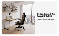 Upholstered Computer Chair with Headrest Space Saving Rolling Seat for Dorm Room
