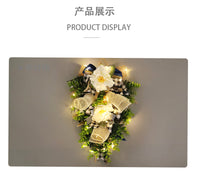 亚马逊 人造牡丹花蝴蝶结泪珠花环 农舍户外婚礼家庭派对装饰壁挂