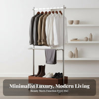Minimalist Design Rolling Clothes Rack Rust Resistant Stainless Steel Garment Holder Long-Lasting & Sturdy Metal Clothing Hanging Rack Stable Load-Bearing for Students, Renters, Homeowners, Living Room, Entryway, Apartment, Dormitory