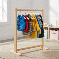 Pet Clothing Rack Natural Wood Finish Freestanding Pet Clothing Rack Open Frame
