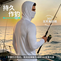 跨境钓鱼防晒服夏季户外连帽冰丝防晒衣男防紫外线面罩路亚垂钓服
