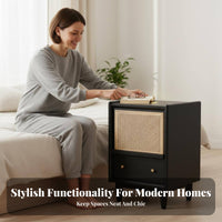 Illuminated Rattan End Table Japanese design Design Bedside Cabinet for Students