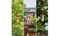 Toadstool Birdhouse Rustic Hanging Bird Feeder with Cord Outdoor for Gardeners