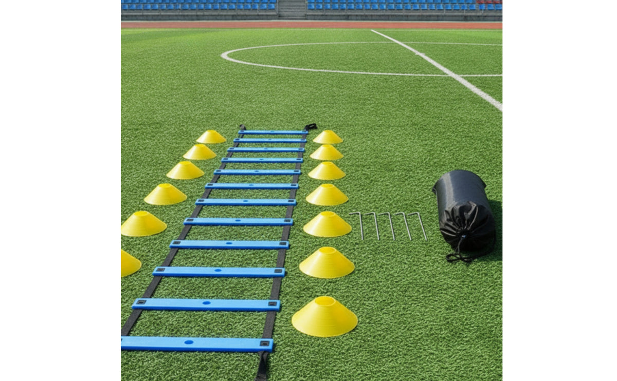 Agility Ladder Training Kit Flat-Rung Speed Ladder with Cones Disc Cone for Coaches, Families