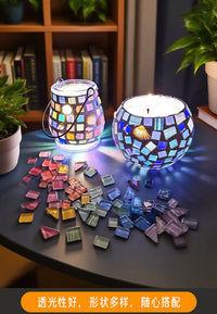 200g Hand-Painted Mosaic DIY Material Striped Irregular Multicolor Crystal Glass Stones