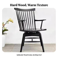 Curvedspine Support Wooden Armchair Full Wood Construction Dining Chair Integrated Armrests Ergonomic Comfort for Living Room