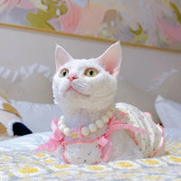 Cat Vest Tank Top with Ruffle Trim and Strappy Neckline, Floral Pattern Polyester Shirts Sleeveless Vest, Soft Breathable Hairless Cat Clothes