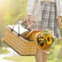 Insulated Picnic Basket, Foldable Outdoor Cooler Bag, Portable Lunch Bag