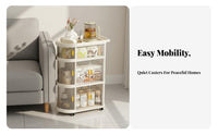 Foldable Multi-Tier Trolley Multifunctional Side Table Lockable 360° Wheels