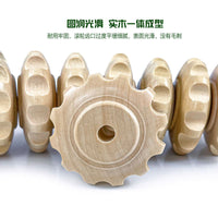 木质九轮按摩棒滚轮瑜伽棒狼牙棒实木经络背部滚轮推背器健身用品