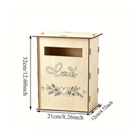 Wooden Wedding Card Box Easy Assembly Envelope Holder Vintage Design for Couples